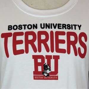 Boston University Terriers Tee Rounded Neck Short Sleeve Cotton Poly White L NWT